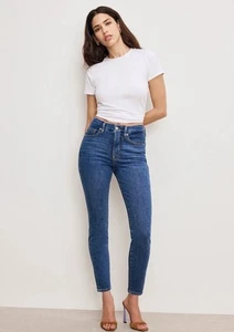 Good American Good Legs Crop Raw Denim Jeans Size 4 / 27 Skinny NEW W TAGS -G1 - Picture 1 of 12