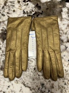 Neu mit Etikett Portolano goldene Lederhandschuhe Angora gefüttert Größe 7 - Bild 1 von 3