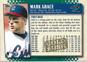 RARE 1995 SCORE GOLD RUSH BLANK FRONT CARD ERROR CHICAGO CUBS GREAT MARK GRACE - Picture 1 of 3