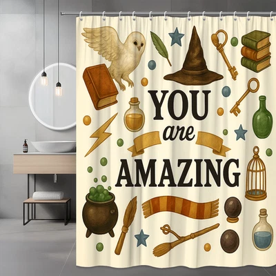 Cortina de ducha Magical Owl - Eres increíble, diseño divertido, decoración de habitación para niños Foto 1 de 4