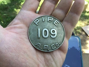 Vintage Atlantic Pipe Company Circa 1915 Utility Badge Pin No Reserve - Picture 1 of 5