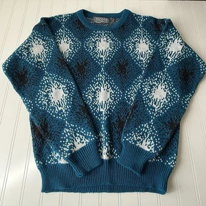 Vintage 80er 90er Geometrisches Aztekenmuster Pullover Herren S Oversized Retro - Bild 1 von 9