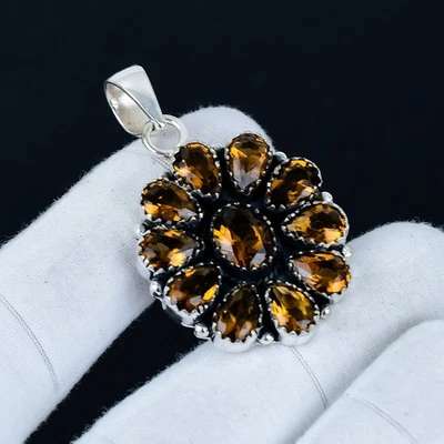 Fumoso Topazio Gemma Ciondolo 925 Argento Gioielli Per Regali Anniversario - Immagine 1 di 4