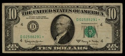 FR 2017-D* $10 1963 A Federal Reserve Note US - Star Note - SKU-CA1330 - Image 1 of 2