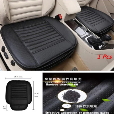 Almohadilla protectora de asiento de carbón de bambú envolvente completa de cuero PU para automóvil Foto 1 de 4