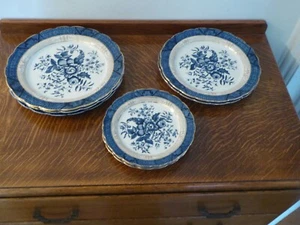 Antique Booths Blue & White Pine Cone Pattern 733823 Plate Set - Picture 1 of 5