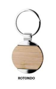 PORTACHIAVI BAMBOO PERSONALIZZATO GADGET ROTONDO STAMPA A COLORI da 10/20/50 pz - Foto 1 di 1