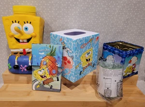 VTG Nickelodeon Spongebob Tissue Box Address Book Plankton Cup Rugrats Tin Lot - Picture 1 of 24