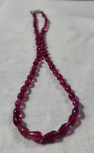 Ruby Corundum Gemstone 5/7 mm Drop Beads 925 Silver 20" Strand Jewelry Necklace - Picture 1 of 6
