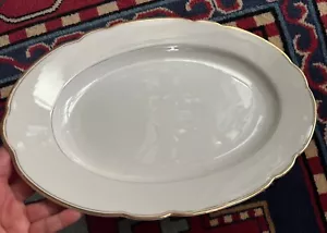 Servierplatte Kuchenplatte Porzellan Alt Schönwald 42 x 28 cm Goldrand Antik - Bild 1 von 8