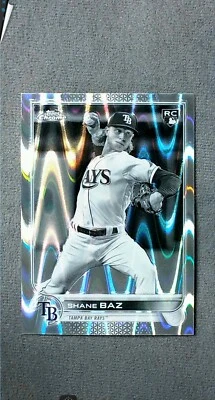 2022 Topps Chrome Sonic Black & White Raywave Refractor #201 Shane Baz RC Rays - Image 1 of 2