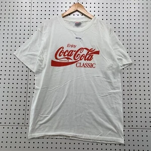 VTG 90s Coca Cola Shirt Mens Fits Large White Single Stitch Made USA 21x28 - Picture 1 of 16