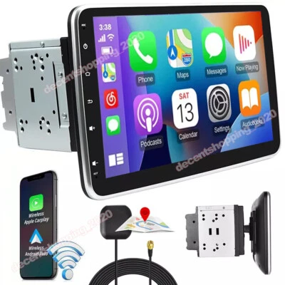 4+64G Quad Core Car Stereo Radio Carplay 10.1" Rotatable Screen GPS Double 2Din - Image 1 of 4