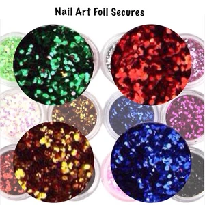 Nail Art - Hexagons, Moons & Stars Foil Secures (4 x 5grm) - Picture 1 of 1