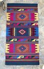 Zapotec Oaxacan 31"x60" Hand Woven Geometric Pattern Organic Dyed Tapestry Rug 