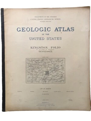 Mapas folio antiguos de Kingston Tennessee del Atlas geológico de Estados Unidos de 1894 Foto 1 de 4