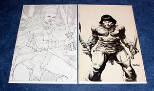 CONAN the BARBARIAN #1 1:100 ARTGERM sketch variant & #1 1:25 BW TITAN 2023 NM - Picture 1 of 1