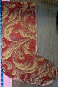 Lot of 2 precut Christmas Stocking Shapes Red Chenille Brocade Fabric  20"T each - Picture 1 of 5