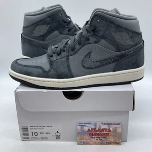 Size 10W - Air Jordan 1 mid Distressed Smoke Grey White black Suede (Fj3448-001) - Picture 1 of 8