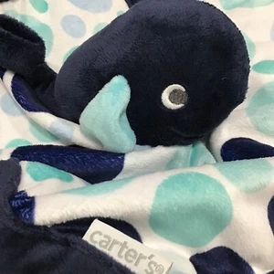 Carter’s Navy Blue Ocean Whale Baby Blanky security blanket lovey Soft Plush - Picture 1 of 5