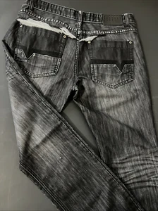 Jeans uomo taglia 34x32 NERO gamba dritta denim distrutto INC BERLIN SLIM pantalone - Foto 1 di 13