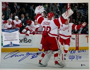CHRIS OSGOOD SIGNED & DATED DETROIT RED WINGS 400 WINS 11X14 PHOTO BECKETT COA - Picture 1 of 1