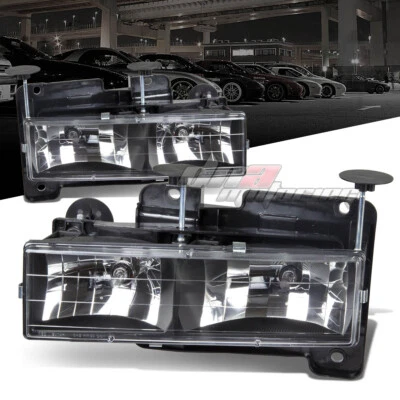 PARA CAMIONETA PICKUP 88-98 GMC C/K 1500/2500/3500 GMT400 FAROS NEGROS + BOMBILLA Foto 1 de 2