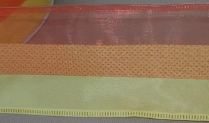 5 Yds. SEMI SHEER YELLOW & ORANGE STRIPE WIRE EDGE RIBBON 2 1/2" W - Picture 1 of 1