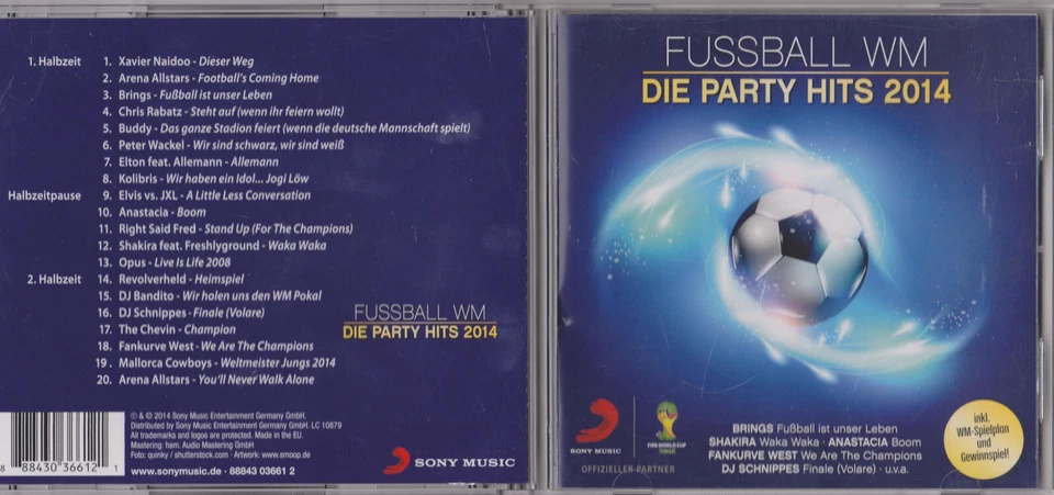 FUSSBALL WM 2014 - DIE PARTY HITS 2014-SONY MUSIC-mit Shakira+Opus-etc- - Bild 1 von 1