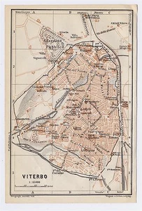 1909 ANTIQUE CITY MAP OF VITERBO / LAZIO / ITALY - Picture 1 of 3