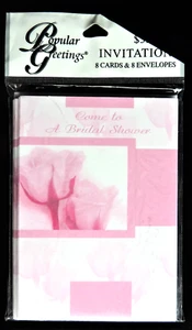 8pk Bridal Shower Invitation Cards w/ Envelopes Popular Greetings Pink - Picture 1 of 1