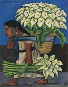 Diego Rivera Woman With Calla Lillies On Her Back Canvas Print 16 x 20 - Picture 1 of 4