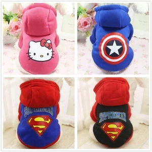 Cat Dog Clothes Fleece Hoodie Coat Warm Pet Sweatshirts Small Medium F Schnauzer - Picture 1 of 16