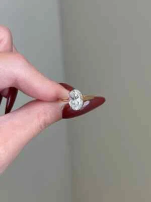 1.50TCW Oval Lab Grown/CVD IGI Certified Ring For Girlfriend 14k Two Tone Gold - Image 1 of 4