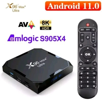 X96 MAX Plus Ultra 8K TV Box Android 11 4GB+64GB Amlogic S905X4 5G WiFi Streamer - Image 1 of 4