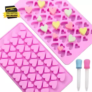 Heart Silicone Molds 2 Packs 56 Cavity Valentine Candy Molds Mini Heart Baking M - Picture 1 of 6