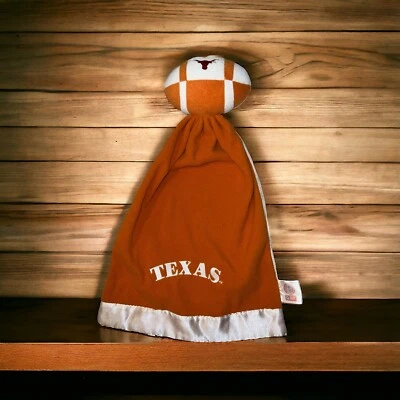 Manta de seguridad Texas Longhorn Acurrucada Fútbol Naranja Lovey Borde satinado De colección- Foto 1 de 4