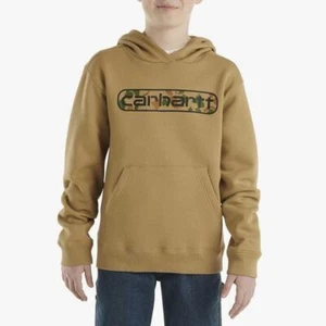 CARHARTT Cotton Hoodie Sweatshirt Youth Boys Size M 10/12 Beige Kangaroo Pocket - Picture 1 of 12
