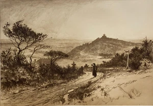 1890 St. Martha's from.. Surrey Paisajes Percy Robertson Grabado Antiguo PRUEBA - Imagen 1 de 8