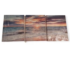 3 Panel Beach Canvas Wall Art for Home Decor Blue Sea Ocean Waves Sunset Beach - Picture 1 of 8