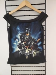 DIY Batman The Dark Knight Top Shirt Juniors Small Medium Rock Goth Punk Metal - Picture 1 of 4