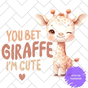 Impresión de prendas de transferencia de calor para planchar en DTF, lindo diseño de jirafa bebé - Imagen 1 de 1