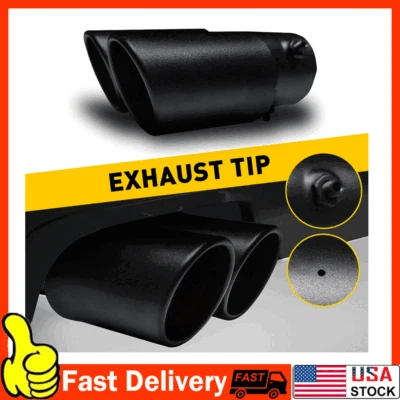 2.5" Inlet MatteBlack Auto Exhaust Pipe Rear Tail Throat Muffler Tip Dual Outlet - Image 1 of 4