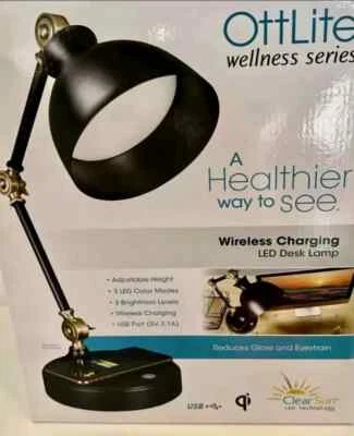 OttLite Wellness Series Wireless Charging LED Adjustable Executive Desk Lamp