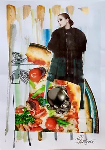 original Collage Kunst Gemälde signiert Mischtechnik Aquarell Kunstwerk vom Künstler - Bild 1 von 2