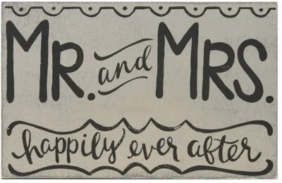 Glory Haus Mr. & Mrs. HAPPILY EVER AFTER 9" x 14" Board Wall Art New - Image 1 of 3