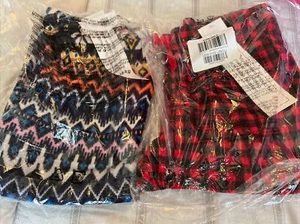 Lot 2 Old Navy Girls Fleece Pajama Pants Buffalo Plaid Fair Isle Small 6-7 - Picture 1 of 4