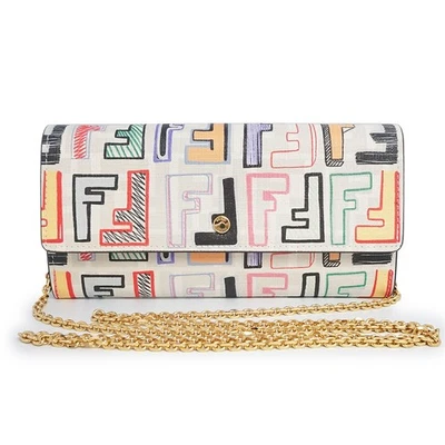 FENDI FF logo print Chain Wallet PVC Coated Canvas & Leather 8M0365 - Image 1 of 4