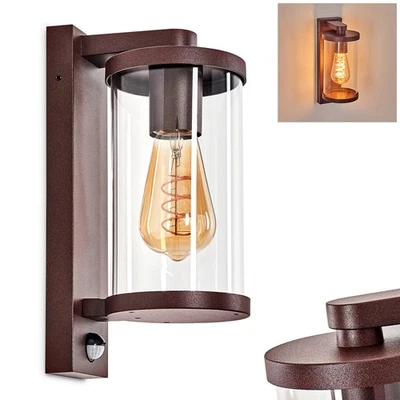 Lámpara de pared exterior HOFSTEIN Salò con detector de movimiento de metal/vidrio en óxido/claro
