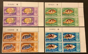 Malediven Scott #214-20 nie aufklappbare Platte 4er Block - Bild 1 von 2